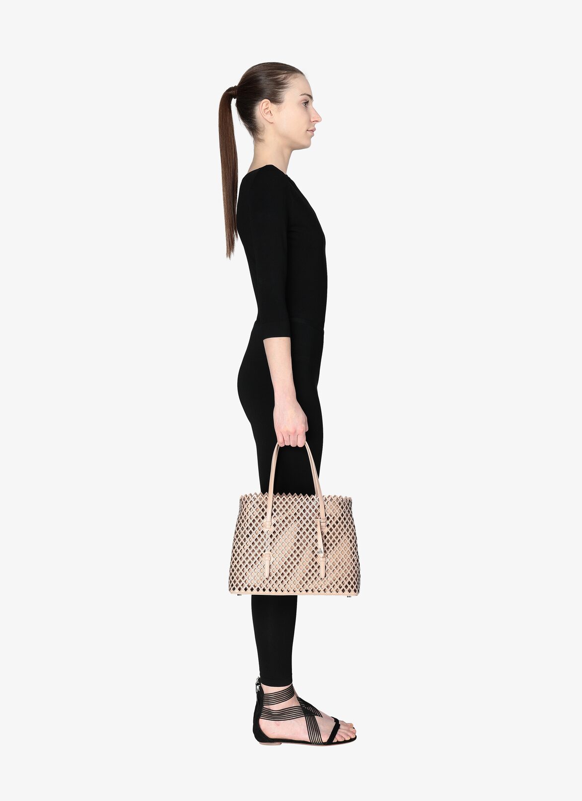 MINA MEDIUM CUIR LUX LOSANGE+CLOU SAND ALAÏA SANDY  MINA MEDIUM CUIR LUX LOSANGE+CLOU SAND